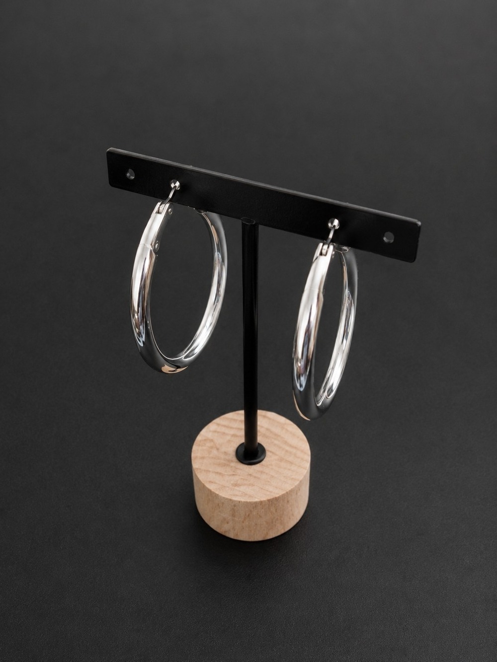 Silver Hoop Earrings Polished Silver Finish